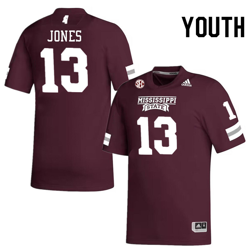 Youth #13 Raydarious Jones Mississippi State Bulldogs College Football Jerseys Stitched-Maroon